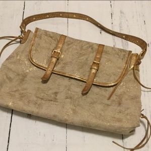 Super Cute Metallic Gold & Tan Handbag